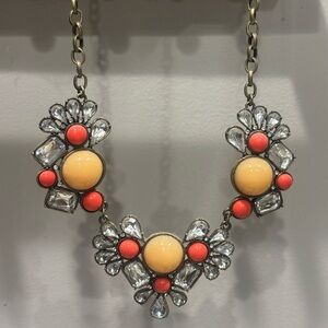 J. Crew Gold and Coral Statement Necklace